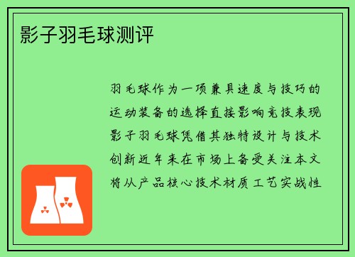 影子羽毛球测评